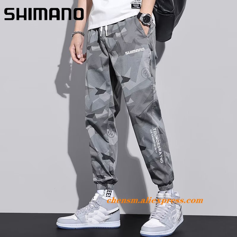 SHIMANO ใหม่ ชิมาโน่ ผู้ชายตกปลากางเกงพรางตกปลากางเกงลําลองกลางแจ้งพรางตกปลากางเกงผู้ชายบางเอวยางยืด