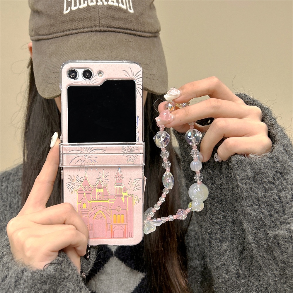 3 in 1 เคสโทรศัพท์มือถือพลาสติก PC แข็ง ลายดอกไม้ไฟเลเซอร์ หรูหรา สําหรับ Samsung Galaxy Z Flip 3 4 5 5G Z Flip3 Flip4 Z Flip5