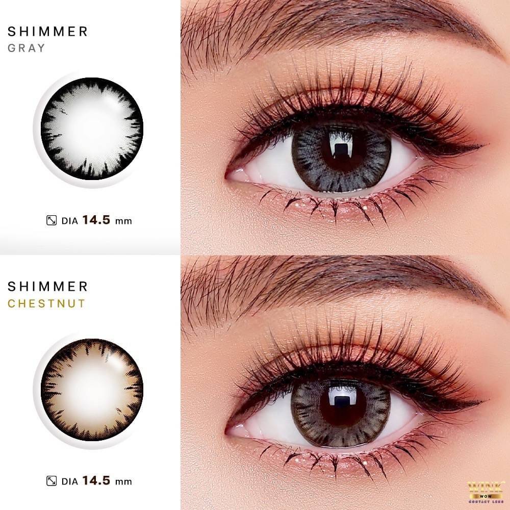 คอนแทคเลนส์(บิ๊กอาย) Shimmer Chestnut / Gray (Wink) ⭐️ลายฮิต ขายดีมาก กรองแสงกันยูวี