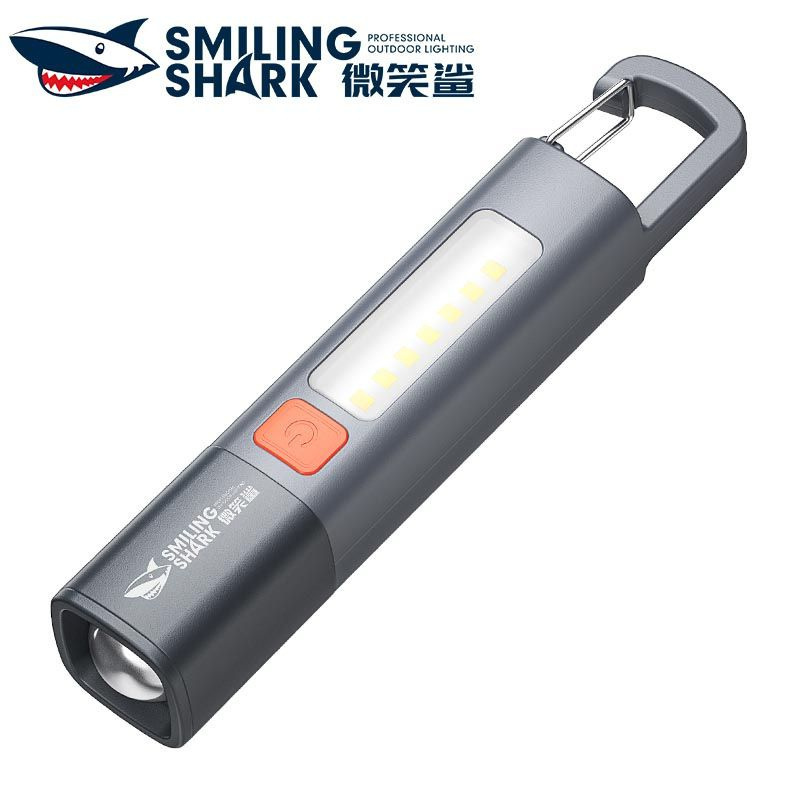 Smiling SHARK ไฟฉายขนาดเล็กสว่างเป็นพิเศษแบบชาร์จไฟได้แคมป์ปิ้งไฟฉาย LED กันน้ํา