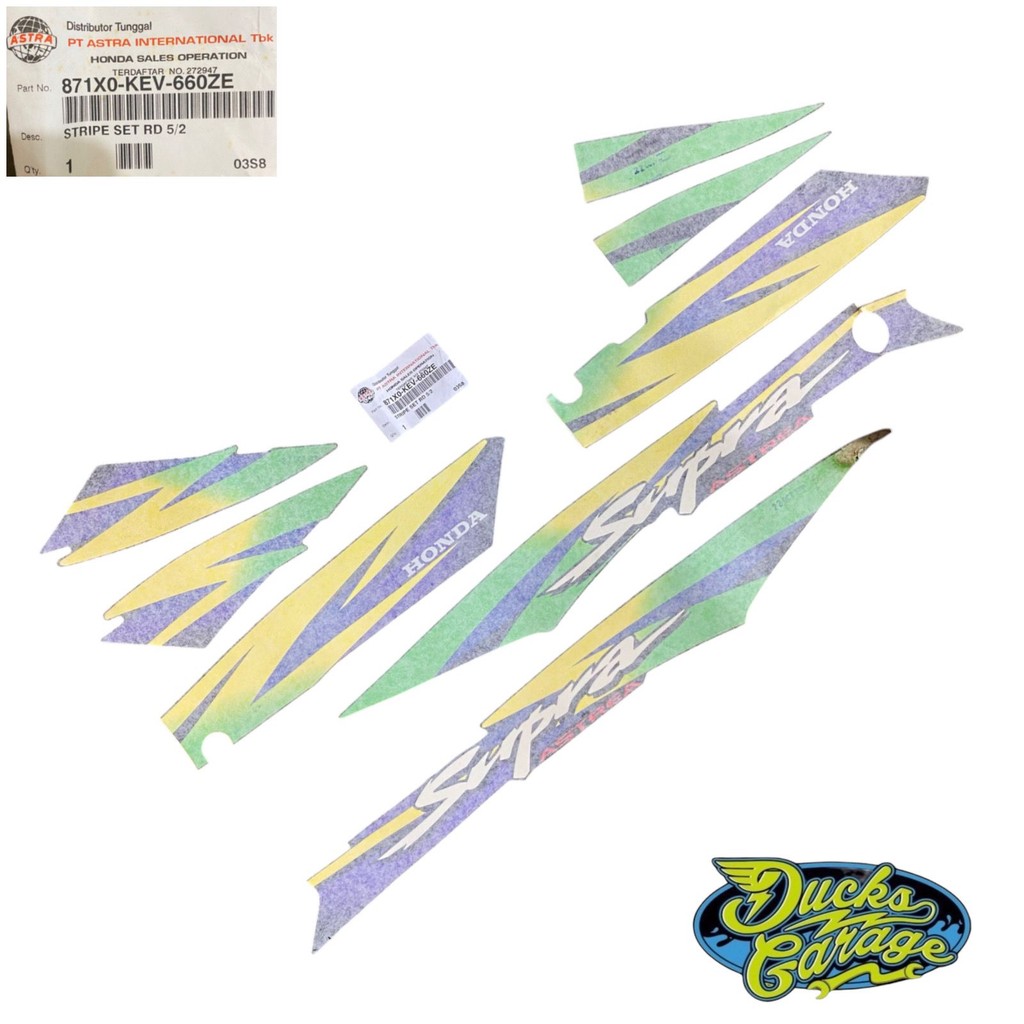 HIJAU UNGU 871X0-KEV-660ZE Striping Sticker Honda Supra X 100 Old Original Yellow Purple Green Body 