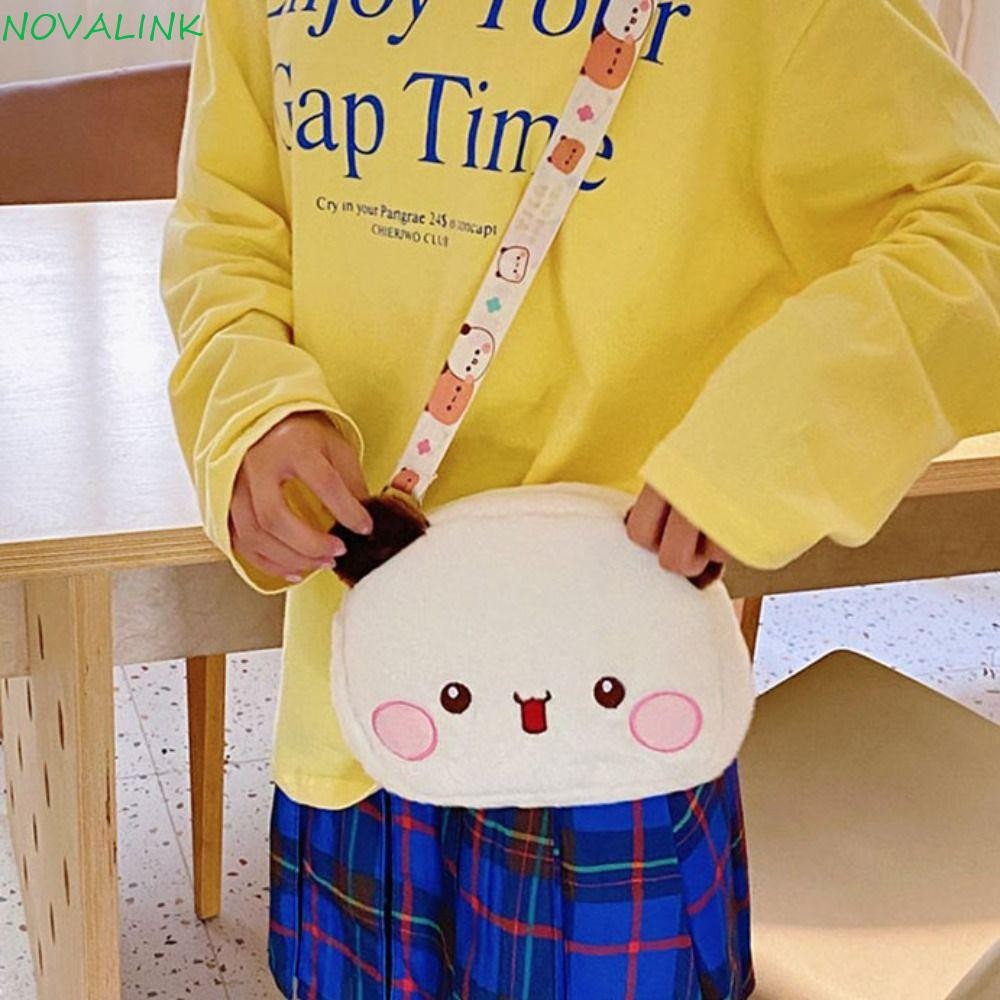 Novalink Bubu และ Dudu Panda กระเป๋าตุ๊กตา,ความจุขนาดใหญ่ PP Cotton Panda Bubu Plush กระเป๋าสะพาย,น่ารักแบบพกพาซิปปุยการ์ตูนหมีแพนด้าหมีตุ๊กตาทุกวัน