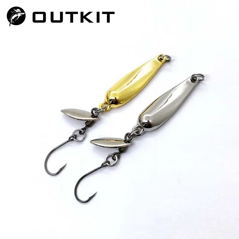 Outkit 1 ชิ้น Spinner ช้อนเหยื่อโลหะ Micro Fishing Lure เลื่อมขนาดเล็กทองแดง Long Shot เหยื่อสําหรับเบสปลาเทราท์ Perch Pike หมุน