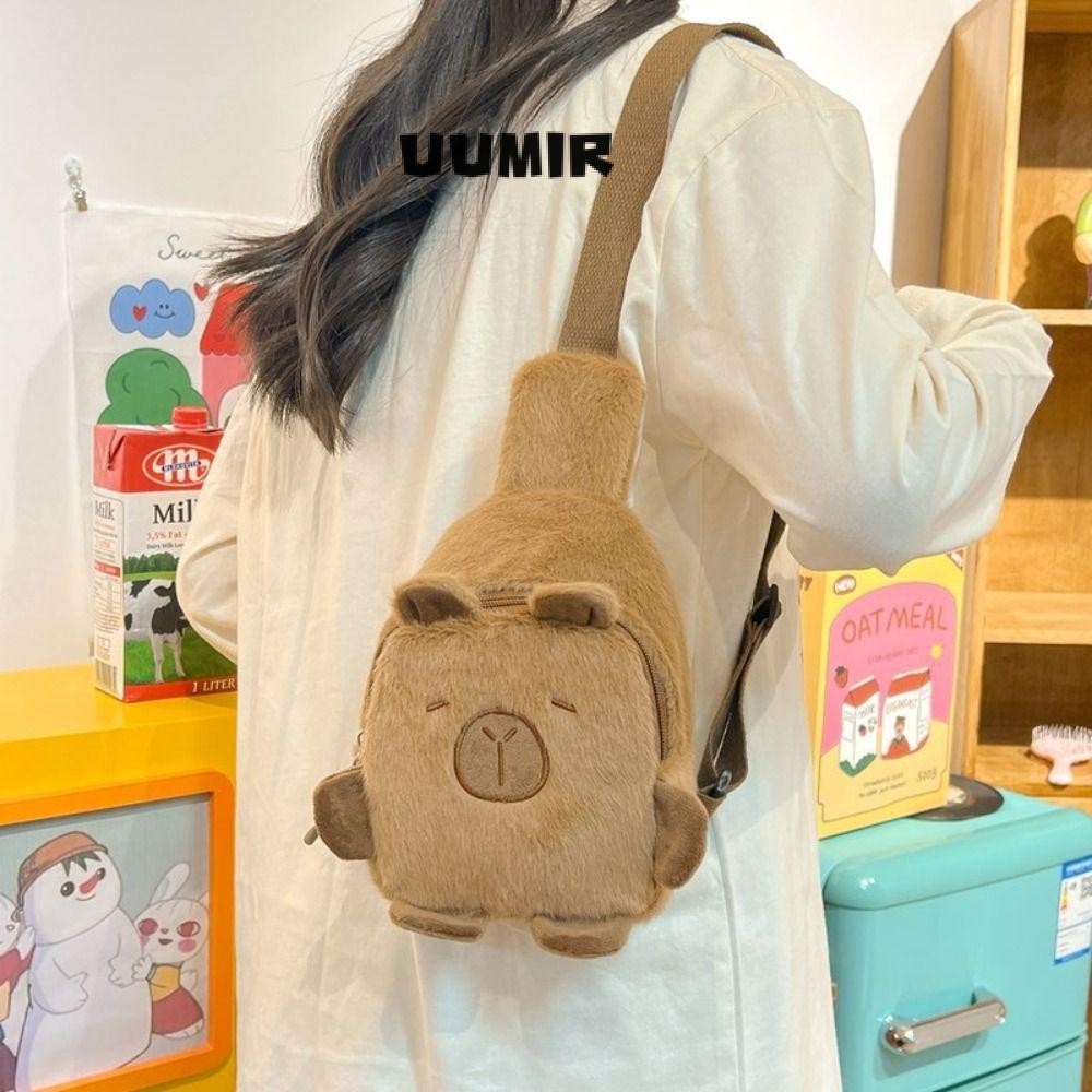 Uumir กระเป๋าสะพายไหล่,กระเป๋าโทรศัพท์ Crossbody ความจุขนาดใหญ่ตุ๊กตา,พร้อมสายรัดปรับได้การ์ตูน Capybara กระเป๋าคาดหน้าอกซิป