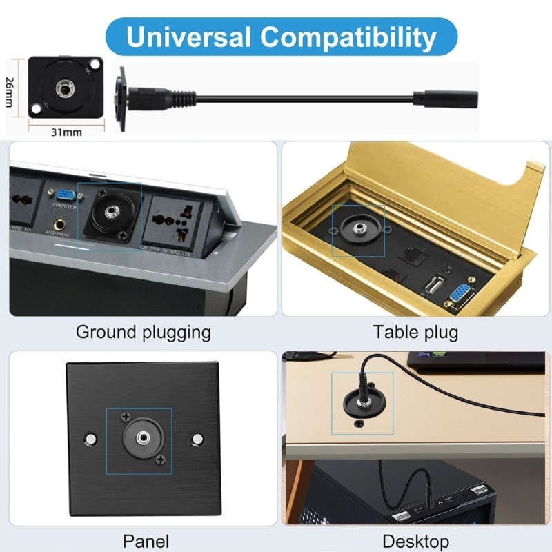 PCF * TRS 1 8 แผงสเตอริโอขั้วต่อ TRS 3 5 มม.ชายหญิงสั้นสายผ่าน Coupler แผงสําหรับสเตอริโอ C