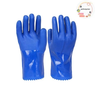 Pufangstar ถุงมือยางอุตสาหกรรม PVC กันลื่นหนาป้องกันการกัดกร่อนเคมีทนต่อการสึกหรอถุงมือป้องกันแรงงานกันน้ํา TH