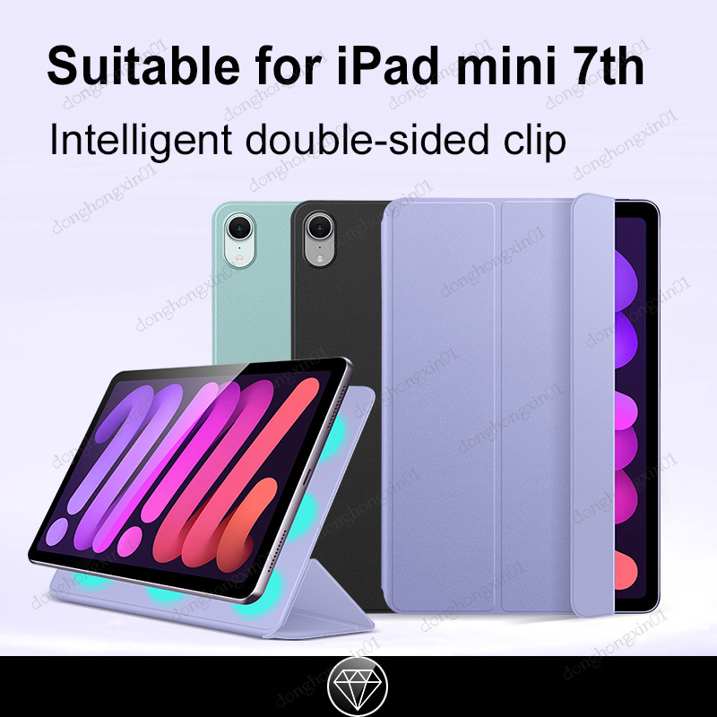 สําหรับ iPad Mini 7 กรณี 2024 แม่เหล็กสามพับฝาครอบหนัง PU สําหรับ iPad Mini 6 สําหรับ iPad Mini 7 ฝา