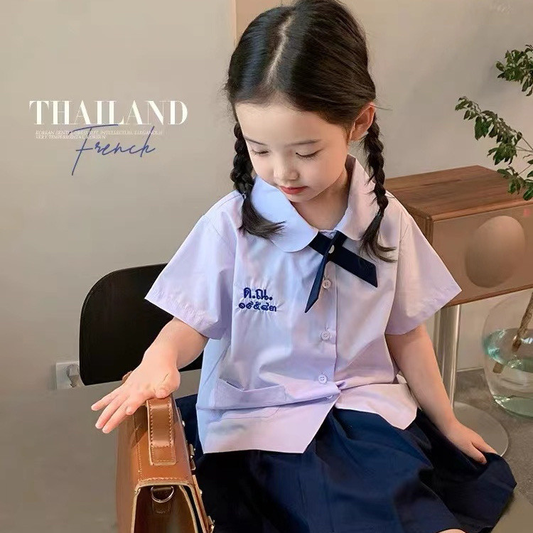 ชุดนักเรียนไทยสำหรับเด็ก สไตล์ไทย สำหรับเด็กชายและเด็กหญิง สไตล์สถาบันการศึกษา เสื้อผ้าเด็ก เสื้อเชิ้ต ชุดอนุบาล JK ชุดสำเร็จการศึกษาโรงเรียนประถม