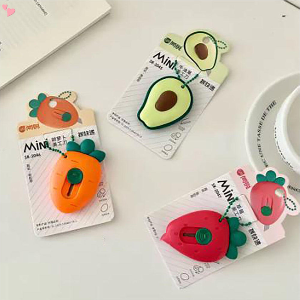 น่ารักแบบพกพามินิอะโวคาโดสตรอเบอร์รี่ผลไม้ศิลปะมีดยูทิลิตี้กล่องด่วนมีดเครื่องตัดกระดาษหัตถกรรมห่อเครื่องมือ