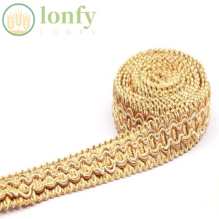 Lonfy ริบบิ้นผ้าโพลีเอสเตอร์ สีทอง 0.78 นิ้ว ยาว 12.5 หลา แฮนด์เมด สําหรับตกแต่งผ้าม่าน เข็มขัด