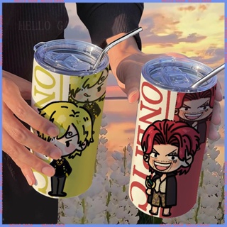 🥤Animation Peripheral Limited 🥤Thermos Cup🥤กระติกน้ําร้อน ลายการ์ตูน Sanji Shanks พร้อมหลอดดูด แบบพกพา คุณภาพสูง สําหรับนักเรียน