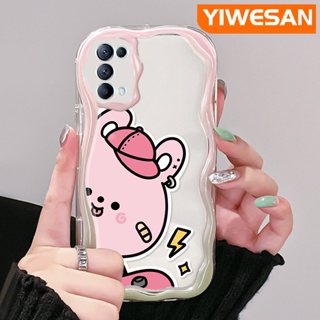 เคสโทรศัพท์มือถือแบบนิ่ม ใส กันกระแทก ลายการ์ตูนหมีสีชมพู สีมาการอง สําหรับ OPPO Reno 5 5G Reno 5K 5G Find X3 Lite