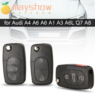 Mayshow เคสกุญแจรีโมตรถยนต์ แบบพับได้ 2 3 4 ปุ่ม สําหรับ Audi A4 A6 A6 A1 A3 A6L Q7 A8