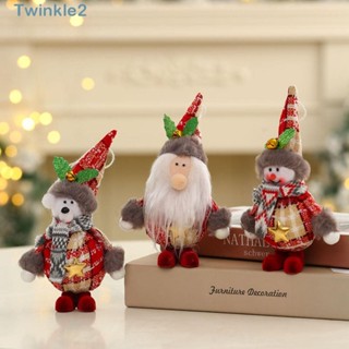 Twinkle จี้ตุ๊กตาซานตาคลอส สโนว์แมน น้ําหนักเบา พร้อมเชือกแขวน สําหรับตกแต่งต้นคริสต์มาส 2 ชิ้น