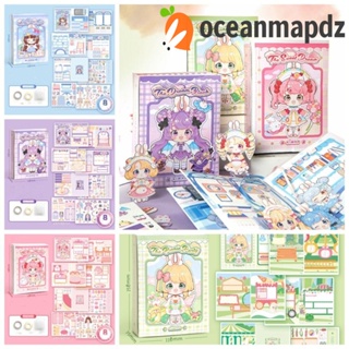 Oceanmapdz หนังสือการ์ตูน 3D แบบเงียบ แฮนด์เมด DIY สําหรับเด็กผู้หญิง