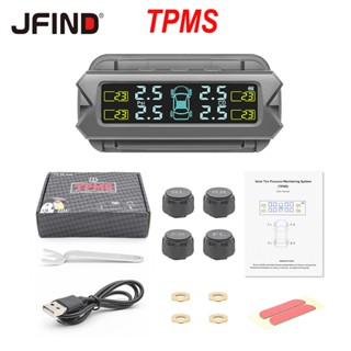 ระบบตรวจสอบความดันลมยาง แบบไร้สาย พลังงานแสงอาทิตย์ TPMS พร้อม 5 โหมดเตือนภัย หน้าจอ LCD