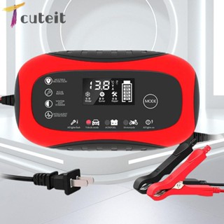 Tcuteit เครื่องชาร์จแบตเตอรี่ดิจิทัล 12V 6A ไม่ต้องบํารุงรักษา สําหรับแบตเตอรี่รถจักรยานยนต์ SUV 12V