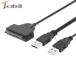 Tcuteit อะแดปเตอร์สายเคเบิล USB 2.0 SATA 7+15-Pin สําหรับฮาร์ดไดรฟ์ 2.5 นิ้ว HDD โน้ตบุ๊ก