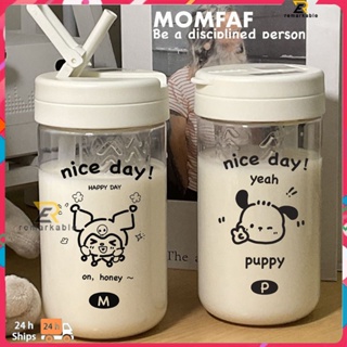 พร้อมสต็อก Sanrio Cup แก้วน้ำพลาสติกแบบพกพาสามารถนำกลับมาใช้ใหม่ได้ถ้วยกาแฟหลอดดูดน้ำนักเรียน 600ml โดดเด่น_th