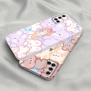 เคสโทรศัพท์มือถือ PC แข็ง ปิดด้านหลัง ลายหมีน่ารัก แวววาว สําหรับ Samsung Galaxy A51 M40S A52 A53 A13 A04S A12 A12s A11 A04 A02 A02S A03