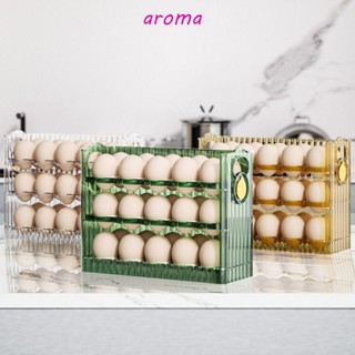 Aroma กล่องลิ้นชักเก็บไข่ แนวตั้ง 3 ชั้น กันชน มองเห็นได้ชัด แบบพลิกตั้ง