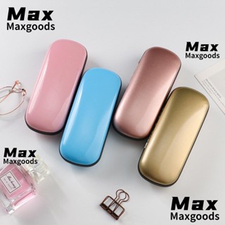 Maxg แว่นตา โลหะ สีพื้น กล่องแว่นตา แบบพกพา ป้องกันแรงกด เปลือกแข็ง แว่นตาผู้หญิง