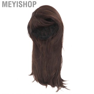 Meyishop Straight Dark Brown Wig Size Adjustable Heat Resistant Bangs Casual