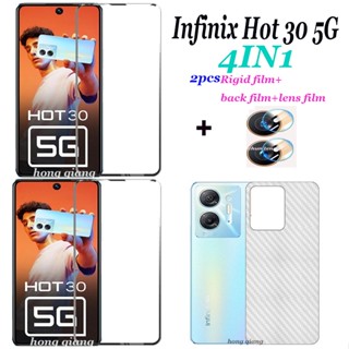 4in1 ฟิล์มกระจกนิรภัยกันรอยหน้าจอ คาร์บอนไฟเบอร์ สําหรับ Infinix Hot 30 5G Infinix Hot 30i Infinix Hot 30 Play Infinix Hot 30 Play NFC 2 ชิ้น