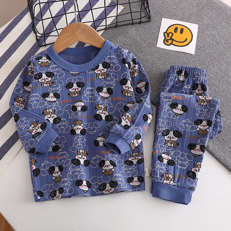 Fast Shipping 73-150 ซม.ชุดนอนเด็ก Homewear ฤดูใบไม้ร่วง Jacquard ผ้าฝ้ายชุดชายหญิงแขนยาวชุดชั้นในฤดูใบไม้ร่วงเสื้อผ้ากางเกงขายาว 1