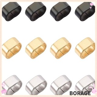 Borag จี้ลูกปัดสไลด์ สเตนเลส ทรงสี่เหลี่ยมผืนผ้า สีทอง สีเงิน สีดํา 3 สี สําหรับทําเครื่องประดับ