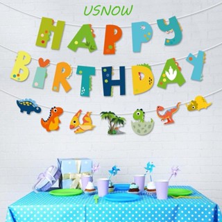 Usnow แบนเนอร์ ธีมไดโนเสาร์ป่า สีเขียว สําหรับตกแต่งปาร์ตี้ อาบน้ําเด็ก