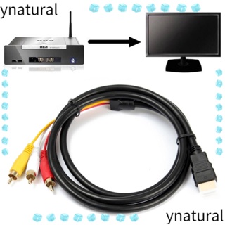 Ynatural สายเคเบิล HDMI ตัวผู้ เป็น 3 RCA ความเร็วสูง สําหรับ TV HDTV DVD สีดํา วิดีโอเสียง AV