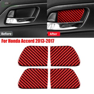 [ISHOWMAL-TH]Bowl Cover Trim For Honda Accord 2013-2017 Red Carbon Fiber Color 4pcs ABS-New In 9-