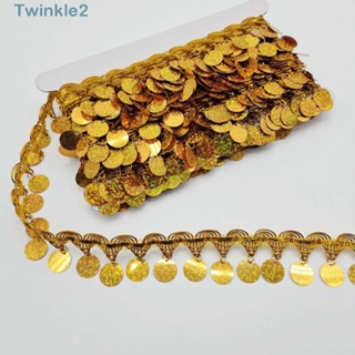 Twinkle ขอบพู่โพลีเอสเตอร์ สีทอง สําหรับเย็บผ้า DIY