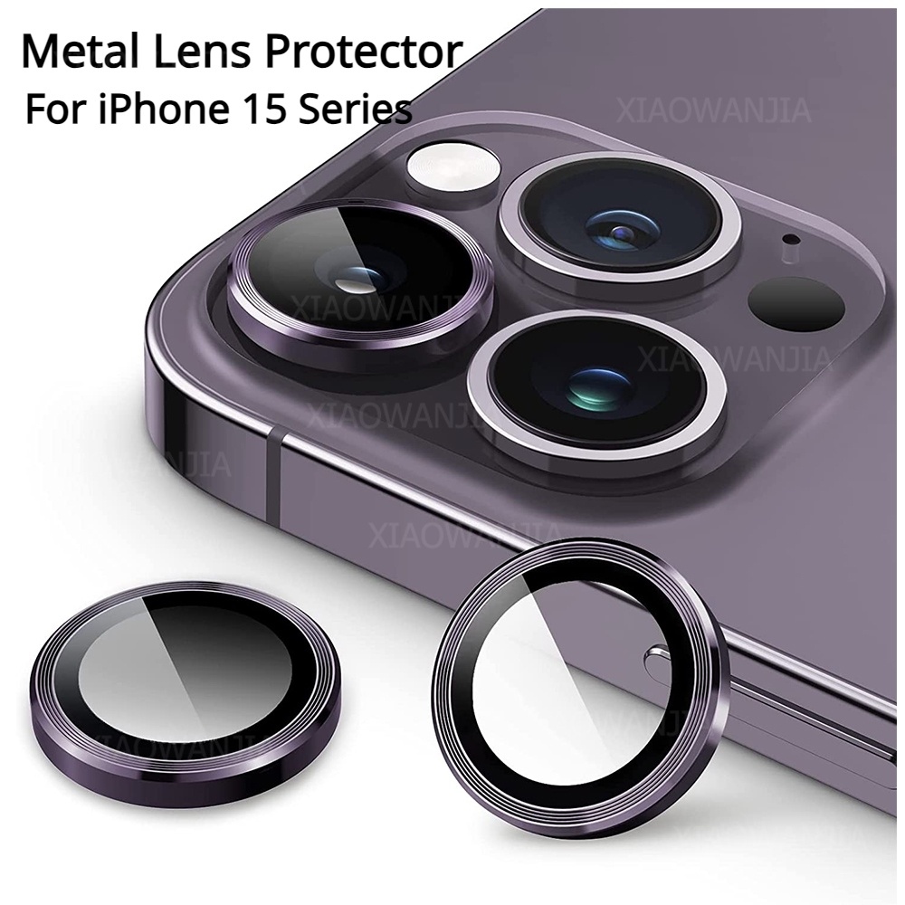 สําหรับ iPhone 15 Plus 15 Pro Max ตัวป้องกันเลนส์กล้อง แหวนโลหะ กระจกนิรภัย