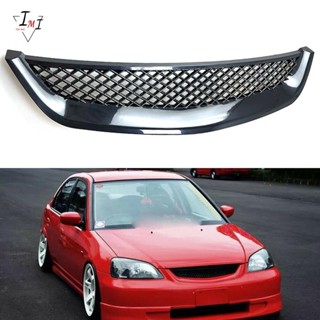 กระจังหน้าเครื่องยนต์ สีดํามันวาว สําหรับ Honda Civic JDM Type R 2001-2003 2DR 4DR EM ES