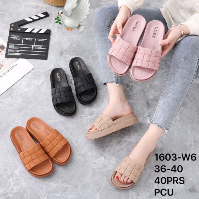 (JELLY SANDAL) BALANCE 1603-W6/ WOVEN PATTERN WEDGES SANDALS