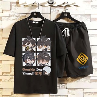 ★Genshin Impact★เสื้อยืดแขนสั้น พิมพ์ลาย Kazuha Nahida Hutao แฟชั่นฤดูร้อน สําหรับนักเรียน