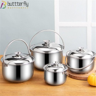 Buttterfly หม้อซุป หม้อซุป หม้อซุป สเตนเลส แบบพกพา ด้ามจับกลางแจ้ง เครื่องครัว ตั้งแคมป์ หม้อซุป หม้อหุงข้าว หม้อครัว