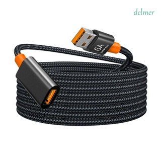 Delmer สายเคเบิลต่อขยาย USB 3.0 ความเร็วสูง 6A 120W สําหรับกล้องแล็ปท็อป