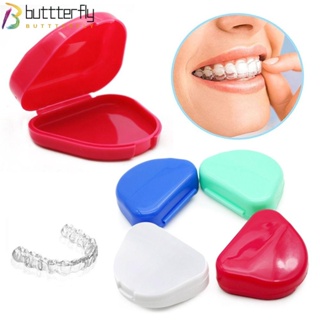 Buttterfly กล่องถาดฟันปลอม พลาสติก หลายสี แบบพกพา สําหรับผู้หญิง ผู้ชาย