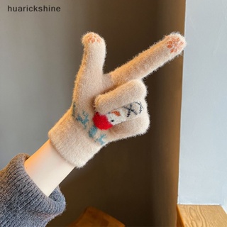 Huarickshine^^ ถุงมือผ้าฝ้าย ผ้ากํามะหยี่ขนนิ่ม ให้ความอบอุ่น เหมาะกับฤดูหนาว กลางแจ้ง สําหรับผู้หญิง นักเรียน