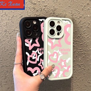 เคสป้องกันโทรศัพท์มือถือ ลายดาวห้าแฉก สีชมพู สีขาว สําหรับ Apple Iphone 12 11 1413 promax Xr Xsmax HRKN