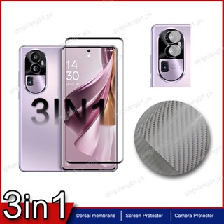 3in1 OPPO Reno 10 Pro Plus 5G ตัวป้องกันหน้าจอ 3 in 1 กระจกนิรภัย สําหรับ OPPO Reno 7 10 8T 8 Z Pro Plus 4G 5G ฟิล์มกระจก แบบเต็มจอ + ตัวป้องกันเลนส์กล้อง