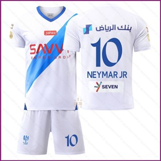 Yx เสื้อกีฬาแขนสั้น ลายทีมชาติฟุตบอล Neymar Al-Hilal Saudi Away 23-24 ชุด 2 ชิ้น ต่อชุด