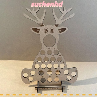 Suchenhd ปฏิทินนับถอยหลัง แบบไม้ รูปกวางเอลก์ คริสต์มาส สําหรับปาร์ตี้ ช็อกโกแลต ลูกอม