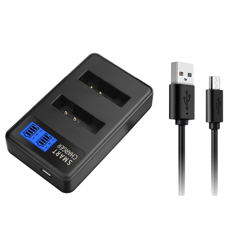 Niki แบบพกพา LCD Micro USB Chargers สําหรับ Olympus D750 SH21 SP800UZ สะดวก Double Slot Charger Repa