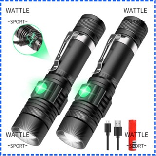 Wattle ไฟฉาย LED กันน้ํา 3 โหมด ไฟฉาย USB ซูมได้