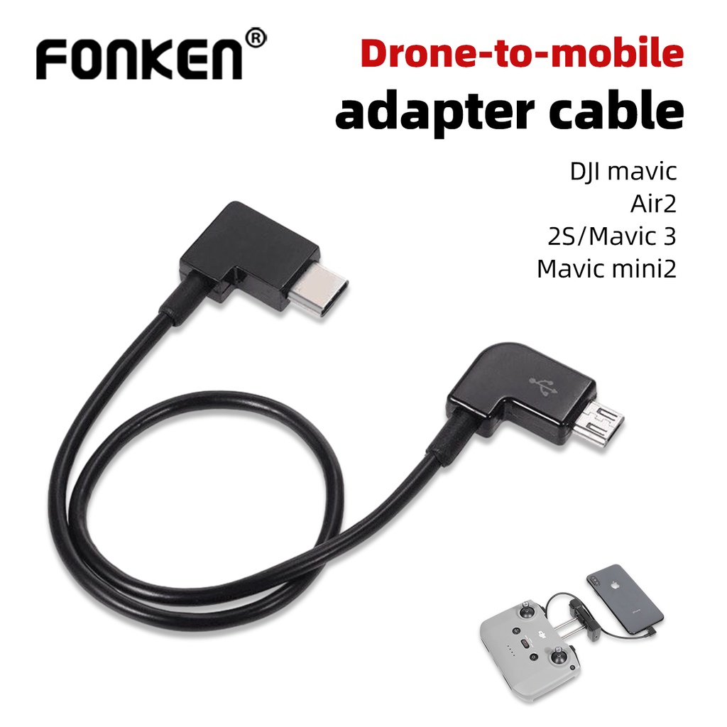 Fonken สายเคเบิลข้อมูล รีโมตคอนโทรลโดรน 30 ซม. สําหรับ DJI Mavic Air2 2S Mavic 3 Mini 2 iOS Type C M