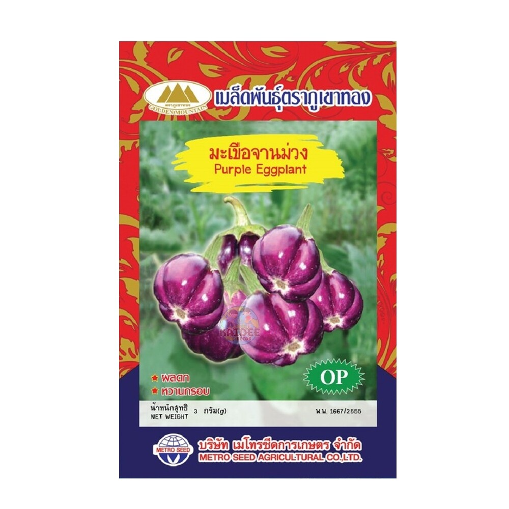 เมล็ดมะเขือจานม่วง Purple Eggplant MT/OP-112 ตราภูเขาทอง เมล็ดพันธุ์ผัก เมล็ดพันธุ์ เมล็ดผักสวนครัว